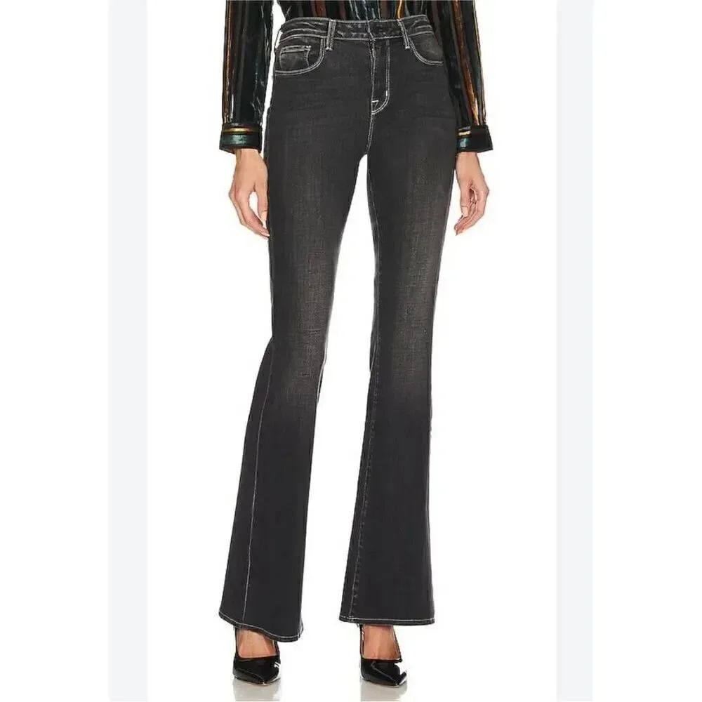 L'agence Bell High Rise Flare Carbon Black Jean 28